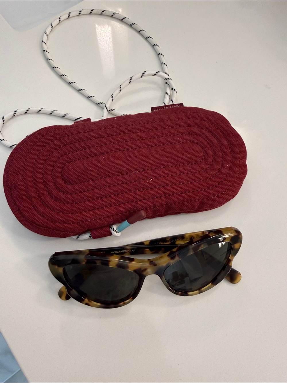 Zimmermann Tortoiseshell Cat-Eye Sunglasses with Burgundy Case